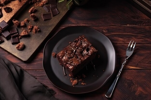 Chocolate Brownie dessert on the table