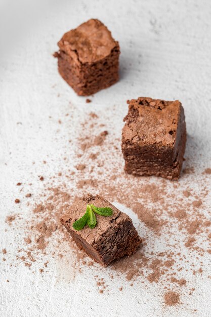 Chocolate brownie with mint 