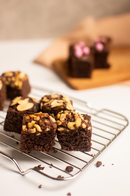chocolate brownies with almond and nuts