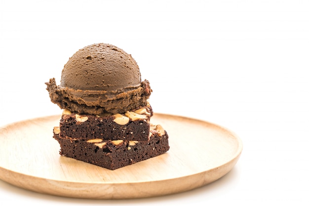 chocolate brownies with chocolate ice cream