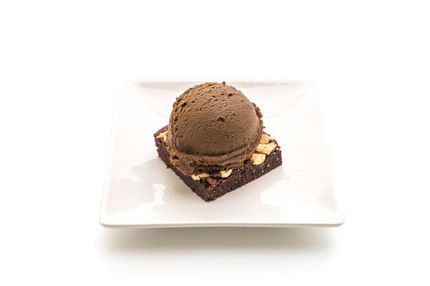 chocolate brownies with chocolate ice cream