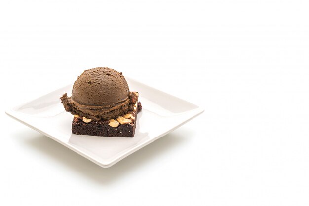 chocolate brownies with chocolate ice cream