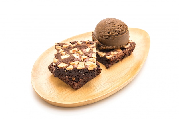 chocolate brownies with chocolate ice cream