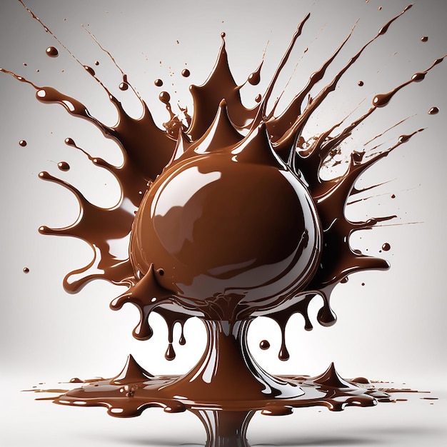 Chocolate burst on white background generated by AI