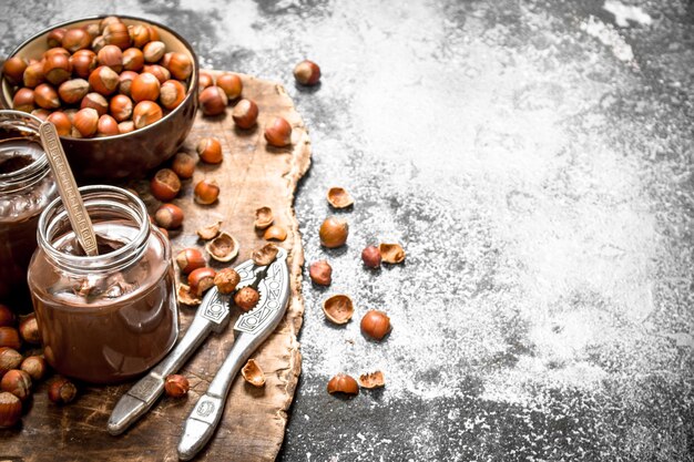 Chocolate butter with hazelnuts.