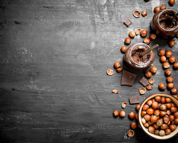 Chocolate butter with hazelnuts.