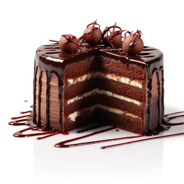 Photo chocolate cake 3d dessert with choco drip