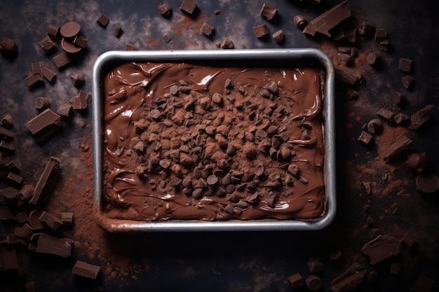 Photo chocolate cake baked on a sheet