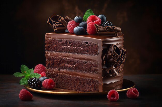 Premium AI Image | Chocolate cake Bakery dark pie Generate Ai