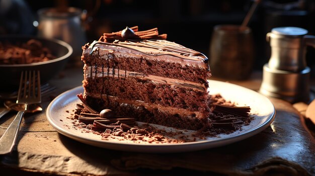 chocolate cake on a baking sheet Generative Ai