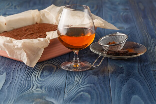 Chocolate cake on a baking sheet