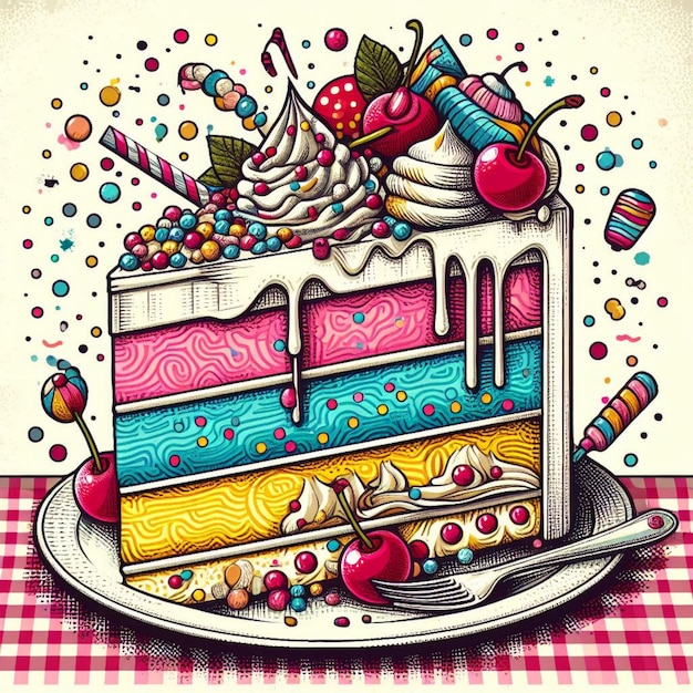 Foto pacchetto di torta al cioccolato torta doodle torta piatto menu torta