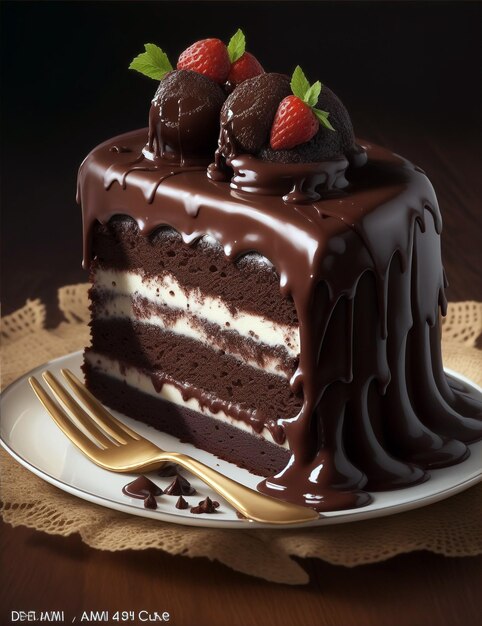 Photo chocolate cake decadent dessert sweet indulgence realistic 1440p ar 32