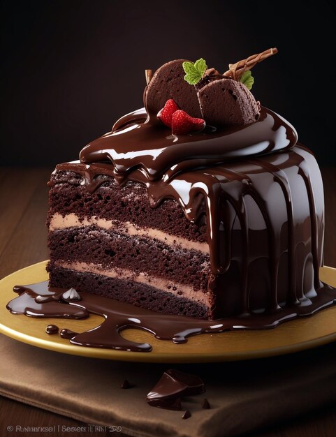 Photo chocolate cake decadent dessert sweet indulgence realistic 1440p ar 32