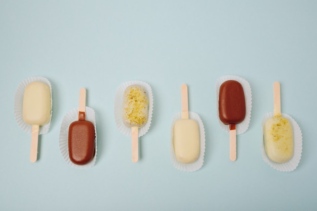 Chocolate cake in the form of ice cream on a stick