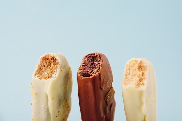 Chocolate cake in the form of ice cream on a stick