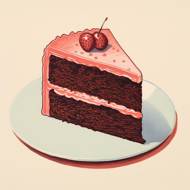 Photo chocolate cake in retro style generative ai