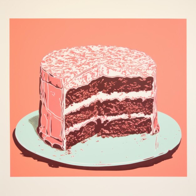 Photo chocolate cake in retro style generative ai