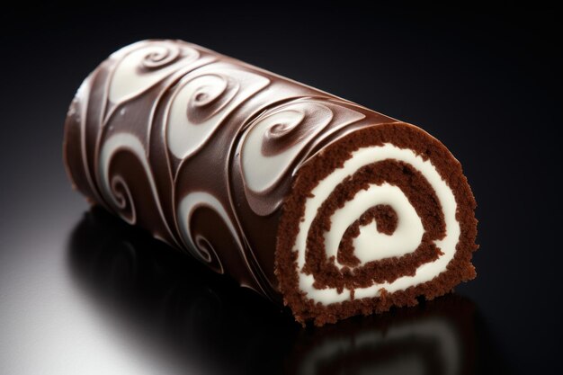 Photo chocolate cake roll dessert tea bakery generate ai