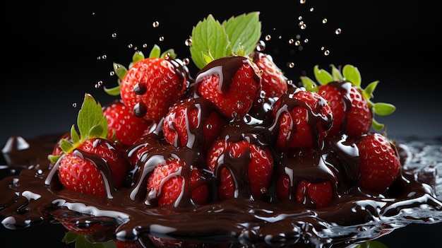 초콜릿 케이크와 딸기