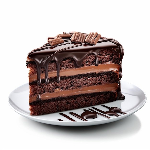 Chocolate cake white background