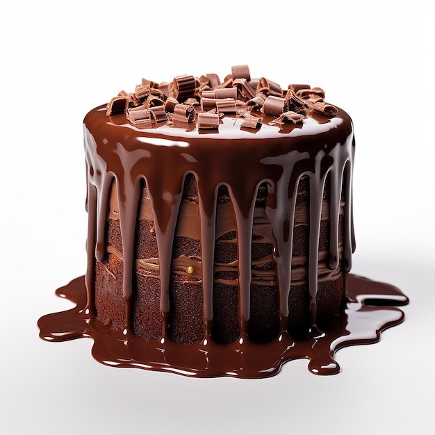 Photo chocolate cake on white background