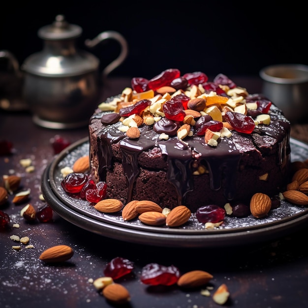 Фото Шоколадный торт с миндалем