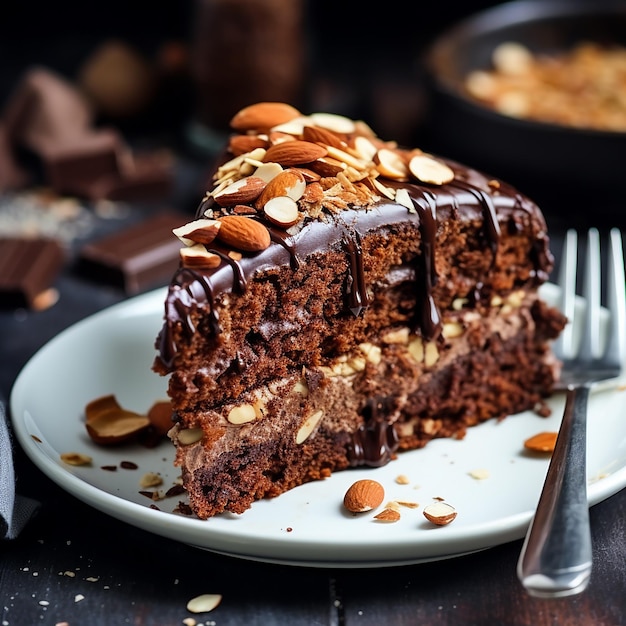 Фото Шоколадный торт с миндалем