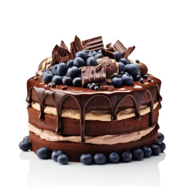 Фото Шоколадный торт с изолированными ягодами