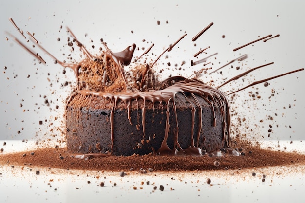 шоколадный торт с шоколадной глазурью и шоколадными крошками сверху генеративный ai