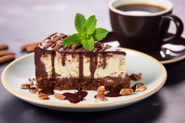 chocolate cake with coffee