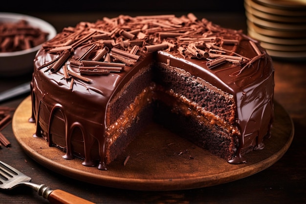 Chocolate Cake with a Dusting of Powdered Sugar