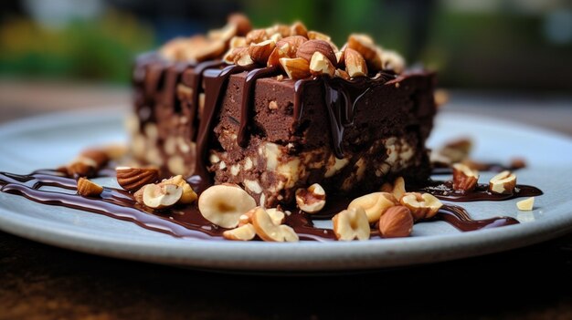 chocolate cake with nuts and chocolate
