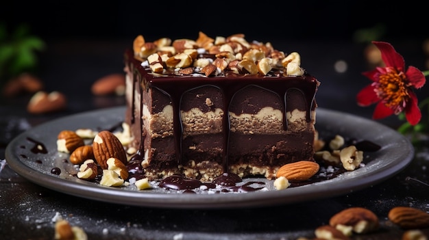 chocolate cake with nuts and chocolate