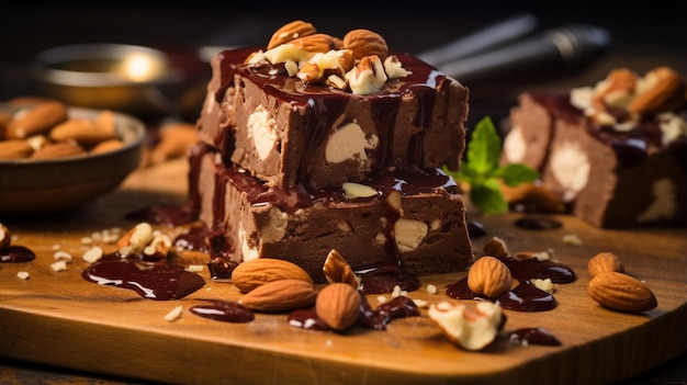 chocolate cake with nuts and chocolate