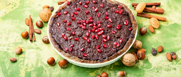 Chocolate cake with pomegranate