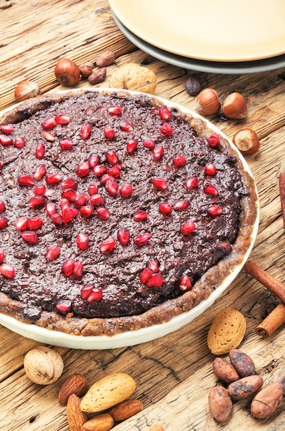 Chocolate cake with pomegranate