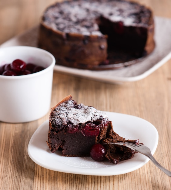 Chocolate cake with sour cherries