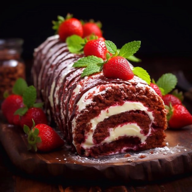 chocolate cake with strawberries