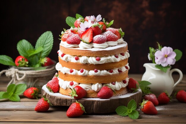 A chocolate cake with a strawberry on the top