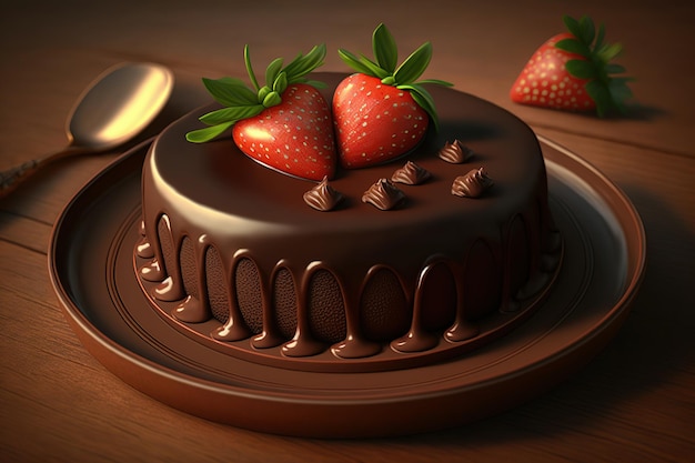 Chocolate cake with strawberry