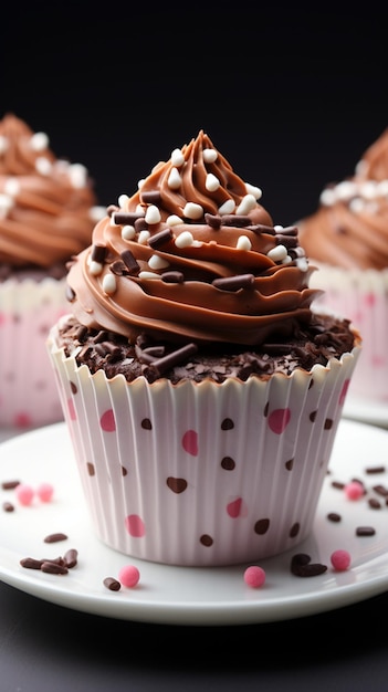 Chocolate cakes elegantly presented in a cup against a pristine white backdrop Vertical Mobile Wallp