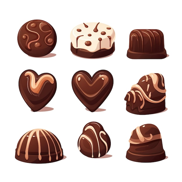 Шоколадные конфеты в форме сердец Концепция продукта для шоколадиста