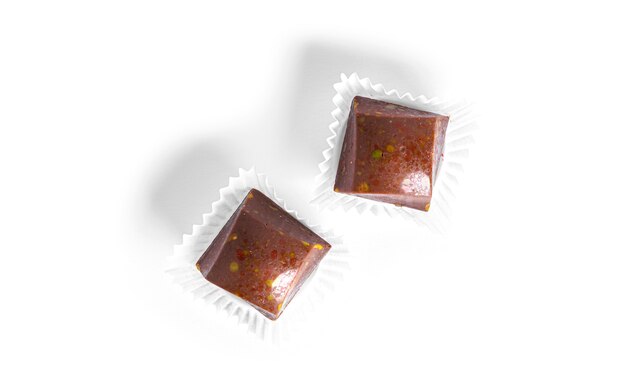 Chocolate candies isolated. .