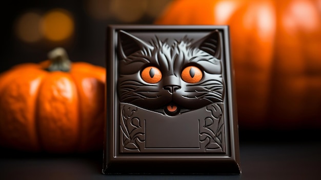 Chocolate candy for halloween in the shape of a cat