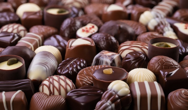 Chocolate candy with various fillings