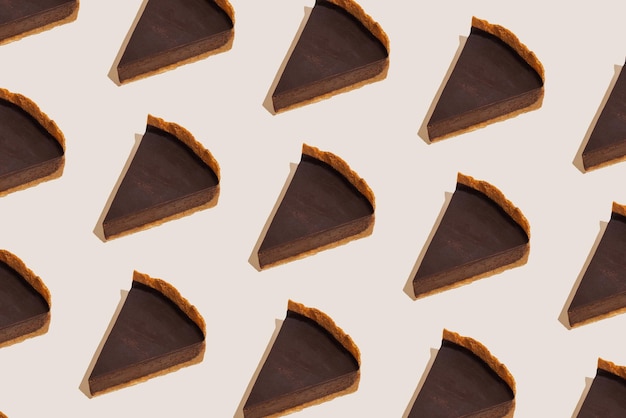 Chocolate cheesecake seamless pattern, creative food photography