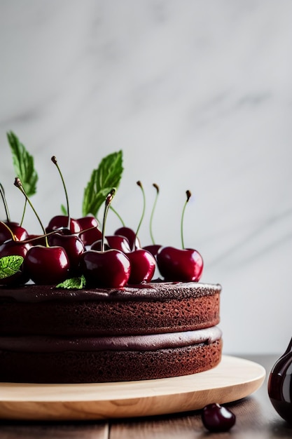 Foto torta di ciliegie al cioccolato