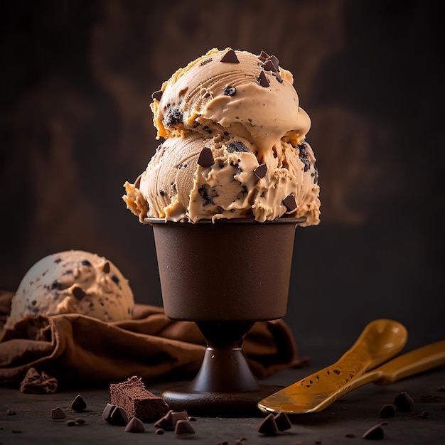 Chocolate chip coffee ice cream Generative Ai