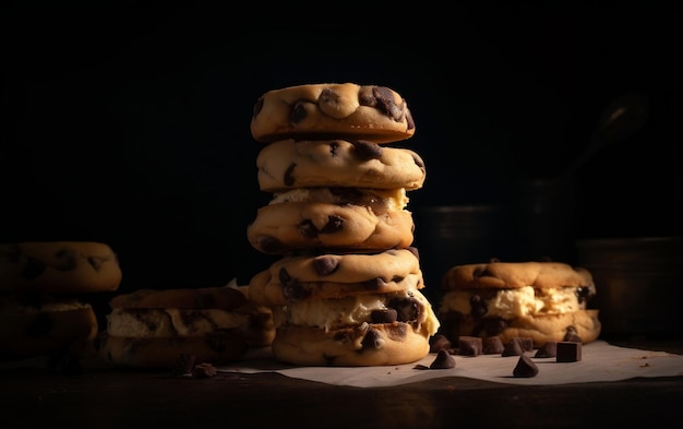 Chocolate Chip Cookie Deeg IJs Sandwich Generatieve AI